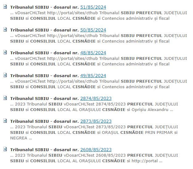 Șapte hotărâri ale Consiliului Local Cisnădie atacate în înstanță de către Instituția Prefectului Sibiu