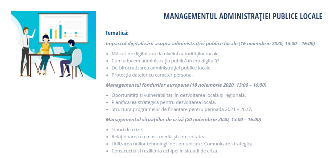 Tematica programului ,,Managementul administrației publice locale” organizat de către INA