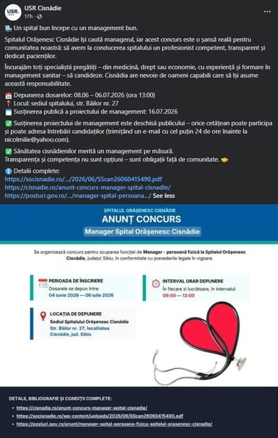 Concursul pentru conducerea spitalului nu este al unui partid